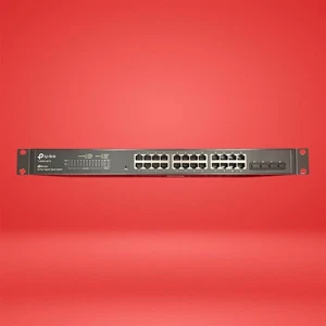 TP-Link JetStream 24-P Gigabit Smart Switch W/4 SFP Slot T1600G-28TS w/Rack Ears - Picture 1 of 4