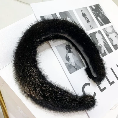 New Arrival Women winter 100% Real Mink Fur Headbands  Real Fur Hair Band Lady - Image 1 of 4