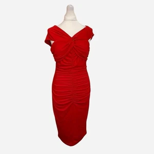 Grace Karin sleeveless bodycon midi dress Colour Red Size Medium - Picture 1 of 6