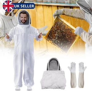Bee Suit Ventilated Beekeeping Full Body Beekeeper Anti Wasp Suit w/ Mesh Veil - Picture 1 of 24