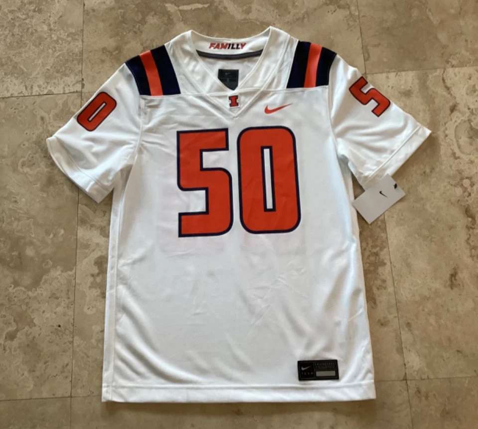 Nike U of Illinois Fighting Illini Jersey #50 Fan white Men Size Medium