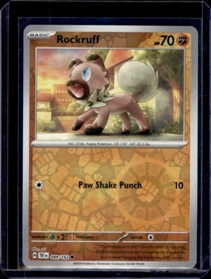 Rockruff SV05: Temporal Forces Pokémon 089/162 Reverse Holo NM+ - Image 1 of 2