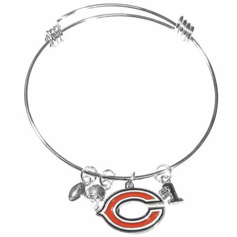 Chicago Bears Wire Bangle Bracelet with Charms NFL Football Jewelry Cover