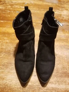 Boohoo Women's Size 6 Fabric Faux Suede High Heeled Ankle Black Boots - Picture 1 of 5