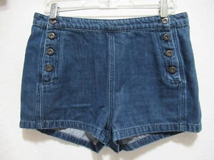Pantaloncini jeans Free People taglia 29 blu scuro denim stile marinaio bottoni davanti - Foto 1 di 5