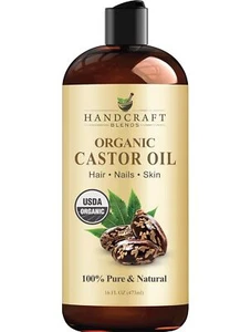 Premium Organic Castor Oil 100% Pure and Hexane-Free Cold-Pressed Beauty 16 fl. - Picture 1 of 8