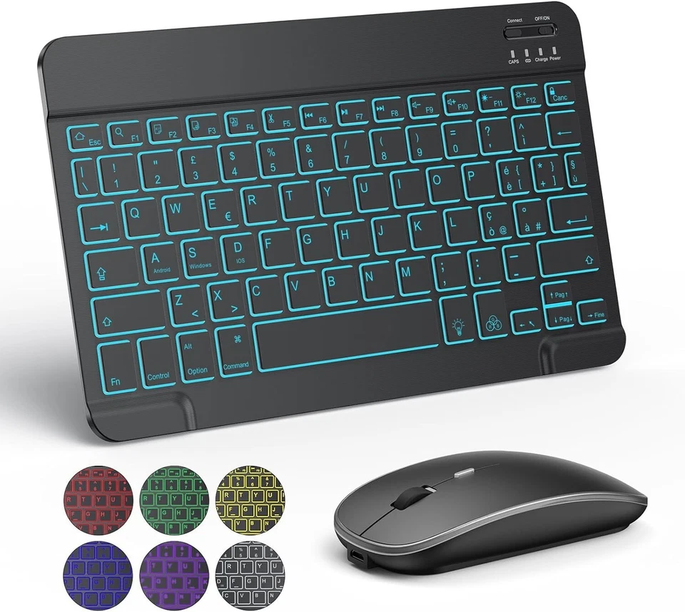 Set Combo Tastatur Maus Bluetooth Für IPAD Mini Pro Air IPHONE Apple Dünn PC - Bild 1 von 4