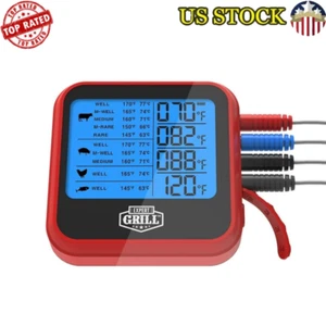 4 Probes LCD BBQ Thermometer Waterproof Temp Monitoring Kit Grill & Smoker New - Picture 1 of 6