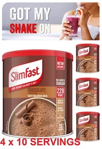 4 SlimFast Chocolate Meal Replacement Powder Shake Diet Weight Loss Milkshake - Picture 1 of 5