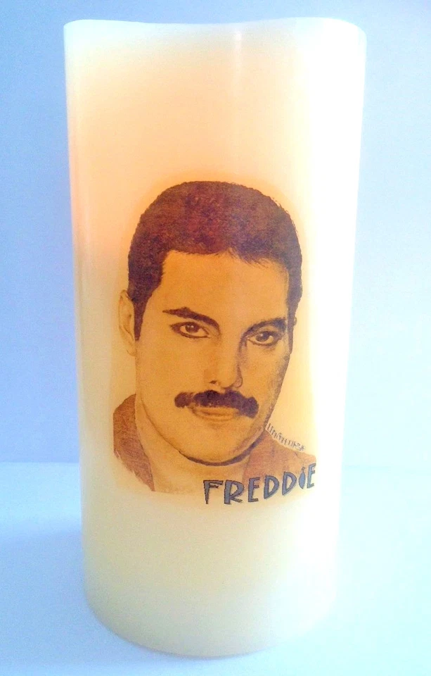QUEEN Freddie Mercury ELECTRONIC FLAMELESS FLICKERING CANDLE