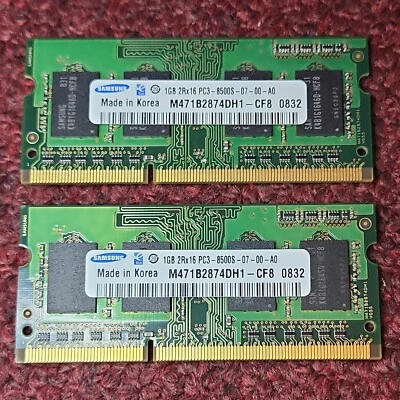 Lot of 2 Apple Mac Memory 2GB RAM DDR3-1066 (2x1GB) 1RX8 PC3-8500S SAMSUNG - Image 1 of 4
