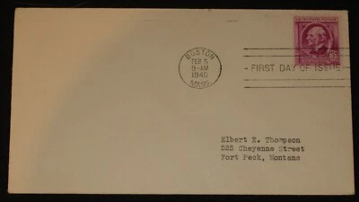 1940 FDC BOSTON FIRST DAY OF ISSUE COVER FAMOUS AMERICAN #861 EMERSON 3 cent - Image 1 of 2