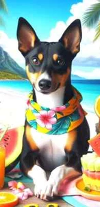 Basenji Asciugamano da spiaggia estivo divertente tricolore - Foto 1 di 1