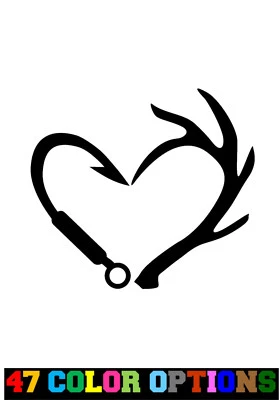 Vinyl Decal Truck Car Sticker Laptop -  Hunting Fishing Love - Image 1 of 4