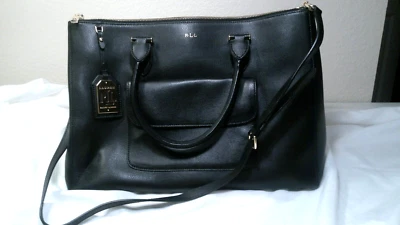 Lauren Ralph Lauren Newbury Double Zip Black Satchel NWOT Large - Image 1 of 4