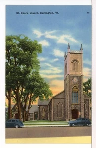 St. Paul's Church, Bank Street, Burlington, VT 1930 - 1945 Linen Postcard - Picture 1 of 2