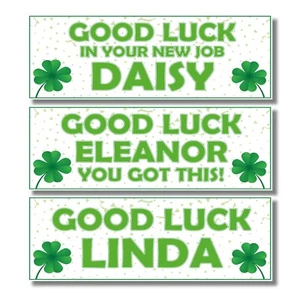 2 PERSONALISED 800mm x 297mm GOOD LUCK BANNERS ANY NAME ANY MESSAGE - Picture 1 of 1