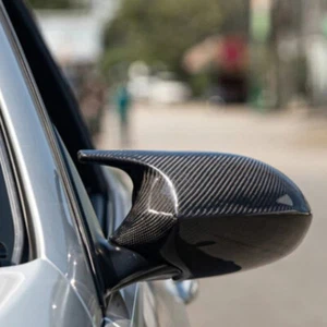 For BMW E90 E91 E92 E93 Pre-LCI 323i 328i M3 Style Carbon Black Mirror Cover Cap - Foto 1 di 9