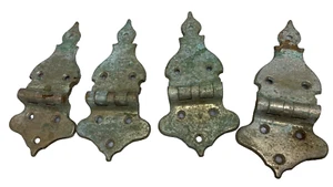 4 Large Antique Ice Chest Hinges Hinge Nickel Plated Ornate Metal Art Nouveau - Picture 1 of 11