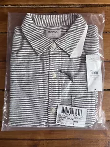 Camicia Hurley flanella uomo S bianca a righe cotone biologico Portland LS bottone NUOVA - Foto 1 di 11
