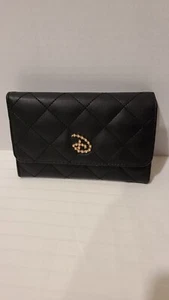 NWT Buckle-Down Flap Wallet-Disney Signature D-Pearls-Quilted-Black/Gold-Zipper - Picture 1 of 6