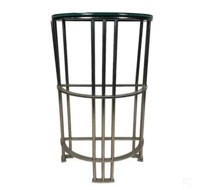 Consola Demilune de Jean Michel Wilmotte Art Deco tapa de vidrio negro cromado Foto 1 de 4