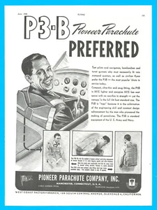 1945 Pioneer Parachute Company pilot print ad bombardiers aviation airplane - Picture 1 of 3