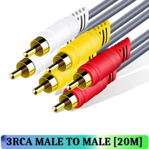 20M Extra Long 3RCA Male to Male Audio Video TV DVD Extension Cable Original JH - Picture 1 of 9
