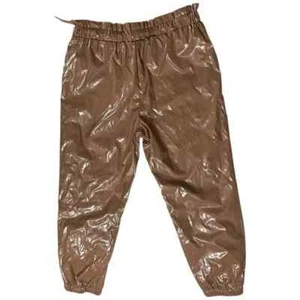 TCEC Patent PU Pleather Elastic Waist Pants Brown Joggers Medium - Picture 1 of 12