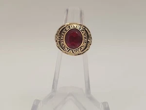 U.S NAVY RING RED STONE GOLD FILLED 18 KT  SIZE 10? - Picture 1 of 13