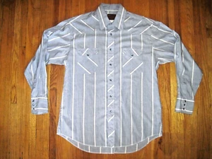 Vintage Rustler Purple Stripe Blue Stone Snap Western Cowboy Shirt XLT 17 34/35 - Picture 1 of 6