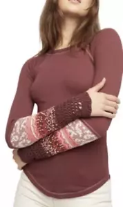 Free People In The Mix Cuff Thermal Crochet Knit Top size S Rio Vino NWT - Picture 1 of 17