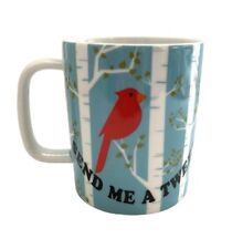 Dansk Coffee Mug Cup “Send Me A Tweet”Cardinal Bird  Blue 4.25"  18 oz