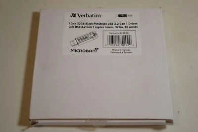 Verbatim 32GB PinStripe USB 3.2 Gen 1 Drives, 10pk, Black (70902) - Image 1 of 3
