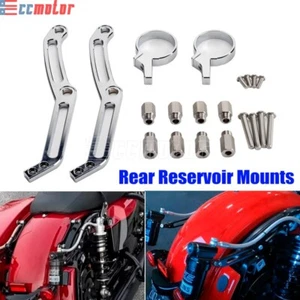 Remote Reservoir Rear Mount Kit For Harley Touring Street Road Glide King 14-22 - Picture 1 of 9