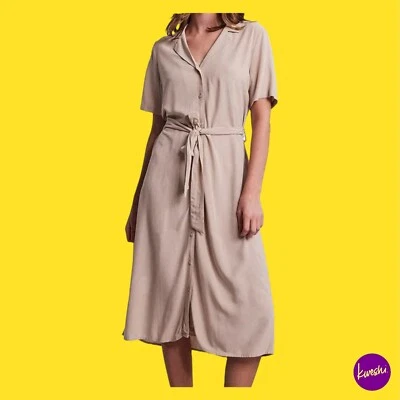 ИЗДЕЛИЯ женщин Оливия подпоясанный Midi платье, на пуговицах, стильный, белый перец, L - Изображение 1 из 4