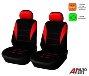Front Red Black Car Seat Covers Fabric Protectors For Mitsubishi Lancer Colt - Picture 1 of 6