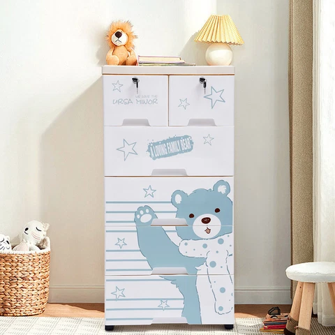 Plastic Drawers Dresser, Storage Cabinet with 6 Drawers, Closet Drawers Cover