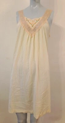 Vintage Gossard Artemis Nightgown Flowy Embroidered Lace Nylon Medium Made USA - Image 1 of 4