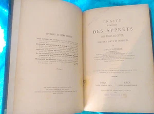 TEXTIL, TRAITE ELEMENTAIRE DES APPRETS DE TISSUS DE COTON , JOSEPH DEPIERRE 1887 - Imagen 1 de 1