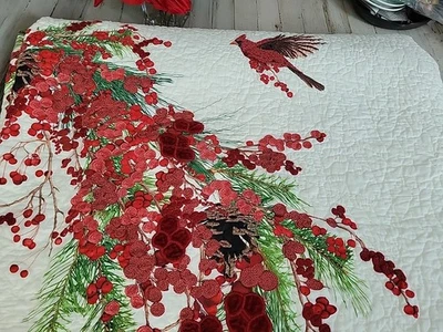 Edredón corona de bayas rojas Pottery Barn King/Cal. King Foto 1 de 4