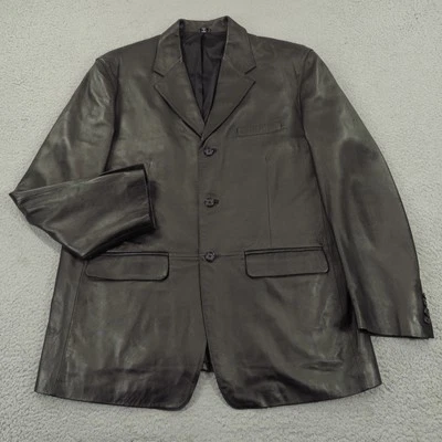 Chaqueta Ralph Lauren Para Hombre 46L Negro Cuero Cordero Abrigo Deportivo Blazer Forrado Clásico Foto 1 de 4