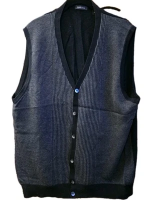 Van Heusen Men's Button Up Sweater Vest Size XL Black Gray - Image 1 of 4
