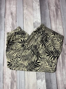 YOURS Curve Beige Brown Leaf Print Cropped Harem Trousers 26/28 H1 - Picture 1 of 11