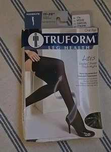 Truform M Medical Compression Socks 15-20 mmHg Charcoal Thigh High Closed Toe - Picture 1 of 2