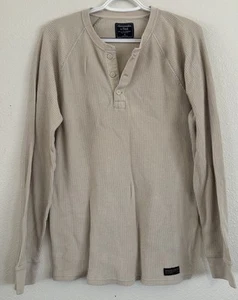 Abercrombie & Fitch Henley Long Sleeve Shirt Mens Medium Waffle Knit Thermal - Picture 1 of 8