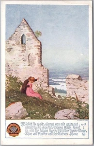Vintage 1916 GERMANY Artist-Signed E. KUTZER Postcard Couple / Scenic View - Picture 1 of 2