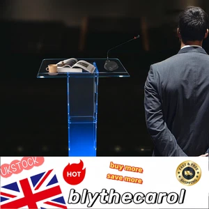 60*40cm Floor StandingPresentation Podium Clear Acrylic Lucite Podium W/BlueLED - Picture 1 of 24