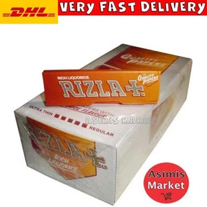 Papeles de rodaje de regaliz Rizla caja completa de 50 paquetes regulares tamaño pequeño papel marrón - Imagen 1 de 3