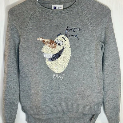Disney Kids Olaf Sequin Pullover Sweater Gray Size L Long Sleeve - Image 1 of 4